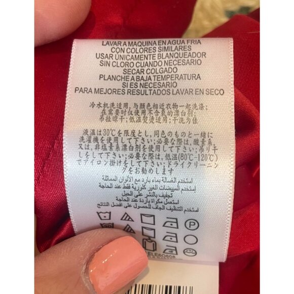 Max & Cleo Crimson Red One Shoulder Dress Ruffle Bow Sheer Overlay Size 10 - Picture 10 of 11